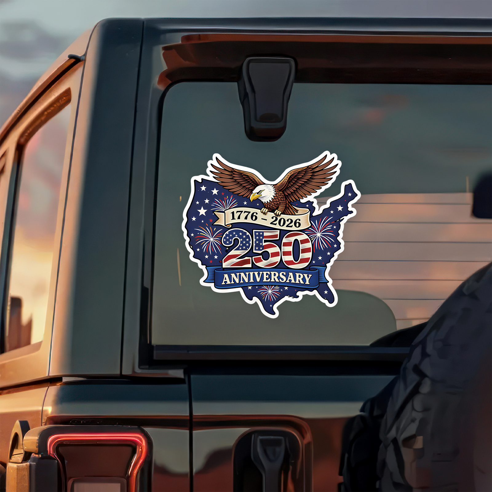 USA 250 Anniversary Eagle 1776-2026 Car Window Decal Sticker TH10 898887