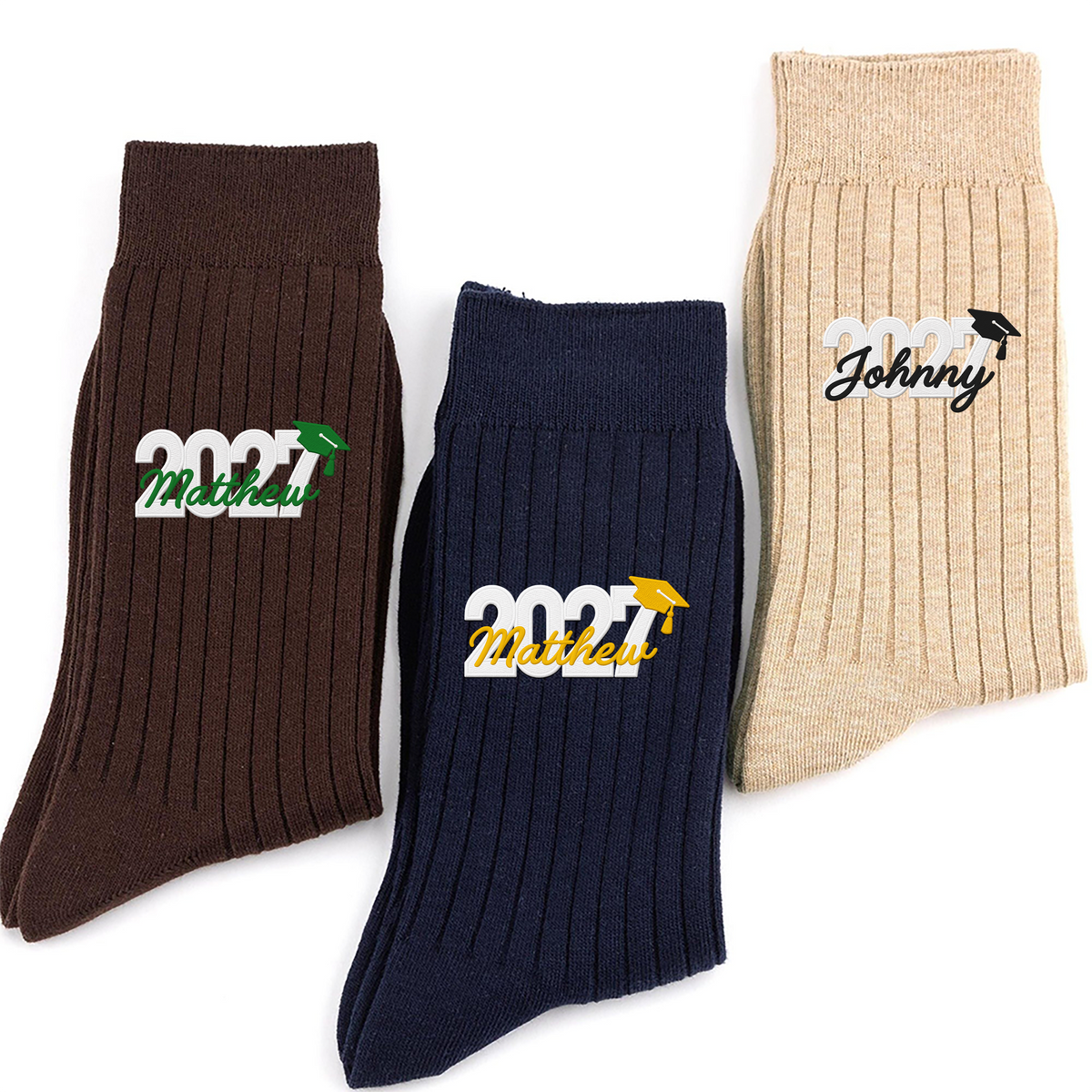 Personalized Name Class of 2027 Embroidered Socks, Senior Graduation Keepsake HO82 903474