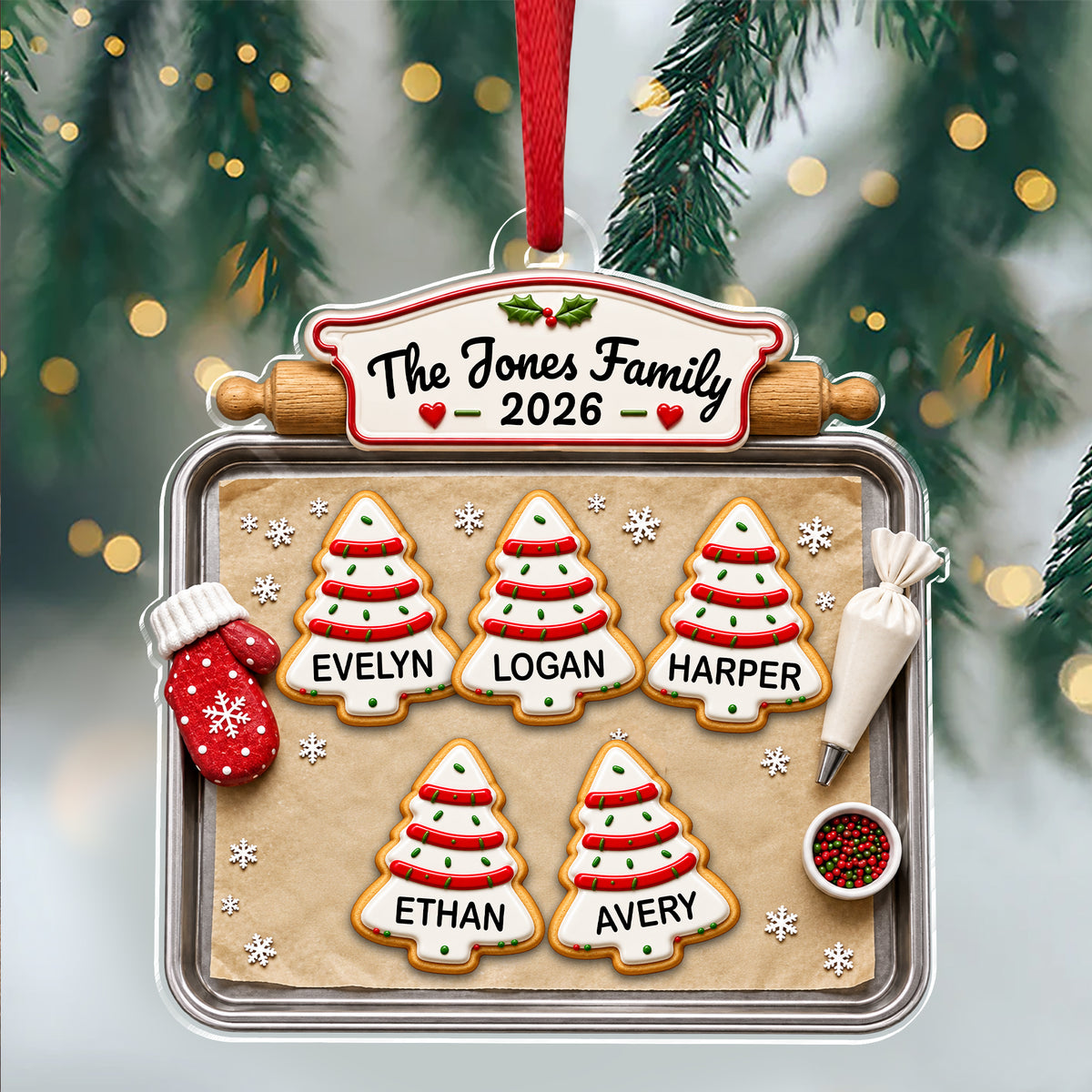 Personalized Family Cookie Baking Tray Christmas Acrylic Ornament TH10 171133