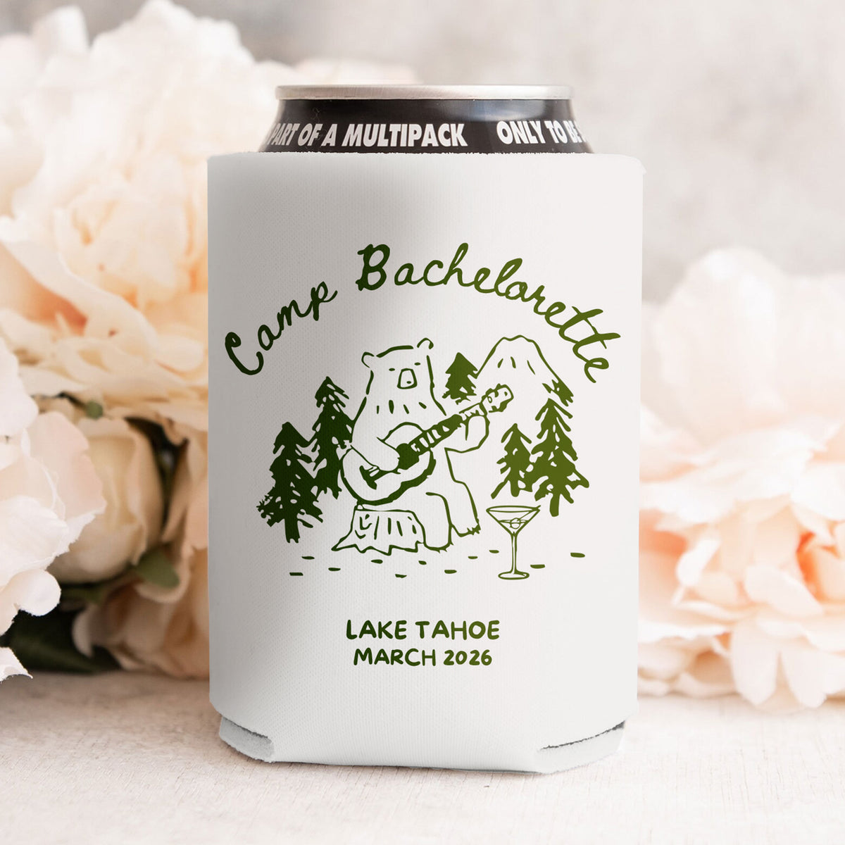 Personalized Camp Bachelorette Can Cooler, Custom Camping Party Favors HO82 902988