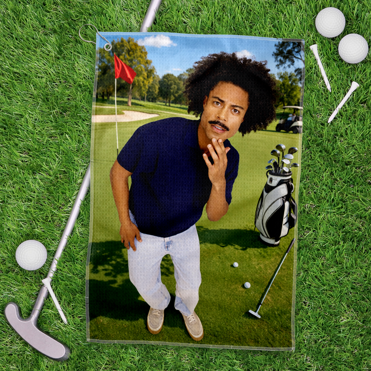 Custom Photo Golf Towel - Funny Gift for Dad, Husband, Golfer HO82 902170
