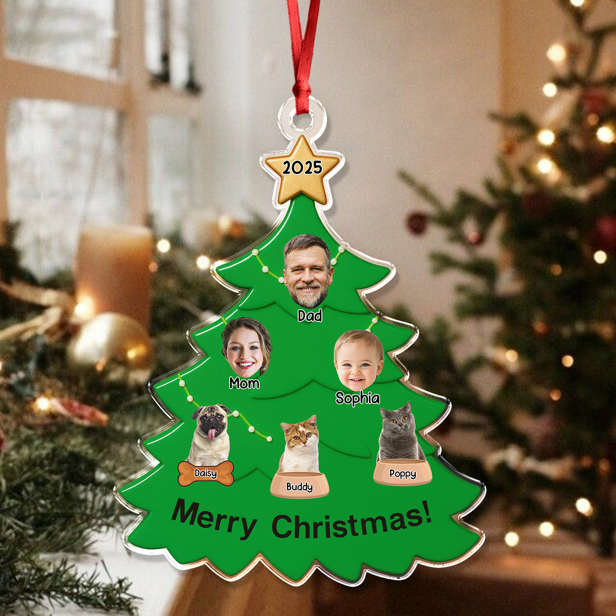 Custom Family Photo Christmas Tree Acrylic Ornament TH10 894835