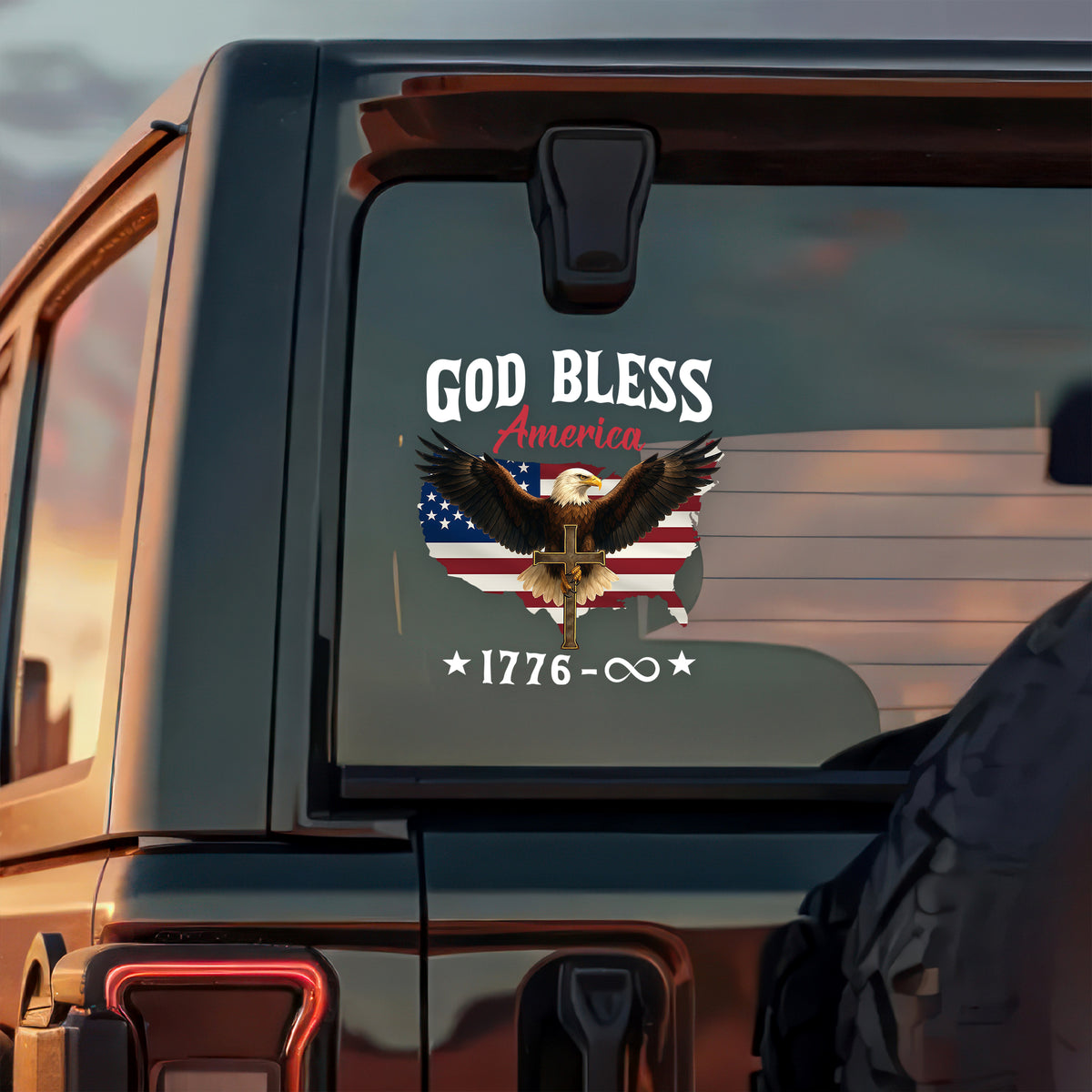 Patriotic 250th Anniversary God Bless America Eagle Car Window Decal Sticker HA75 920192