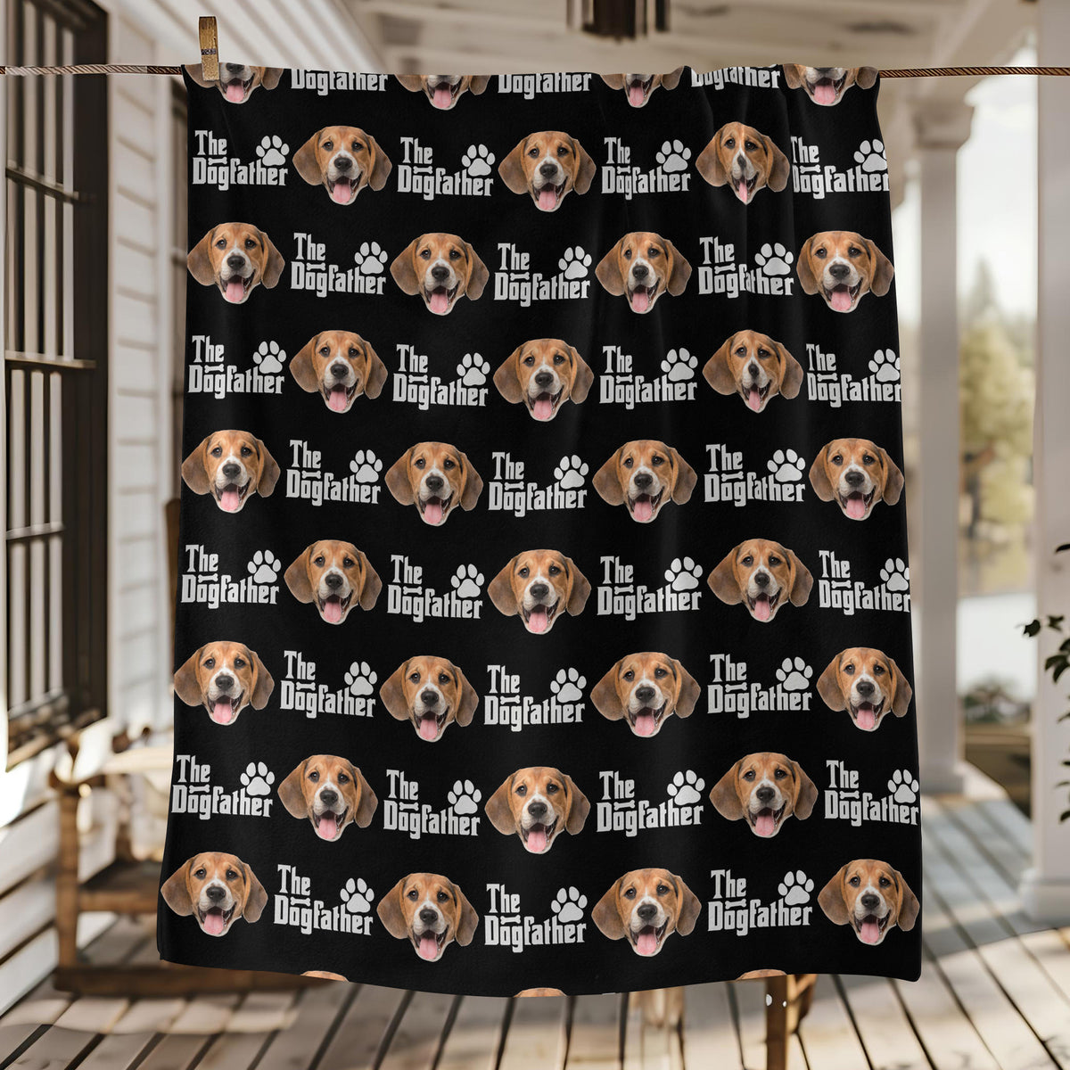 Custom Puppy Photo The Dog Father With Pawprints Design - Personalized Blanket LM32 897281
