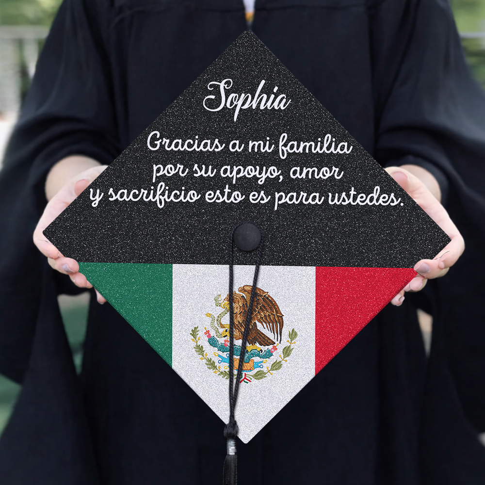 Personalized Gracias A Mi Familia Graduation Cap Topper TH10 898961