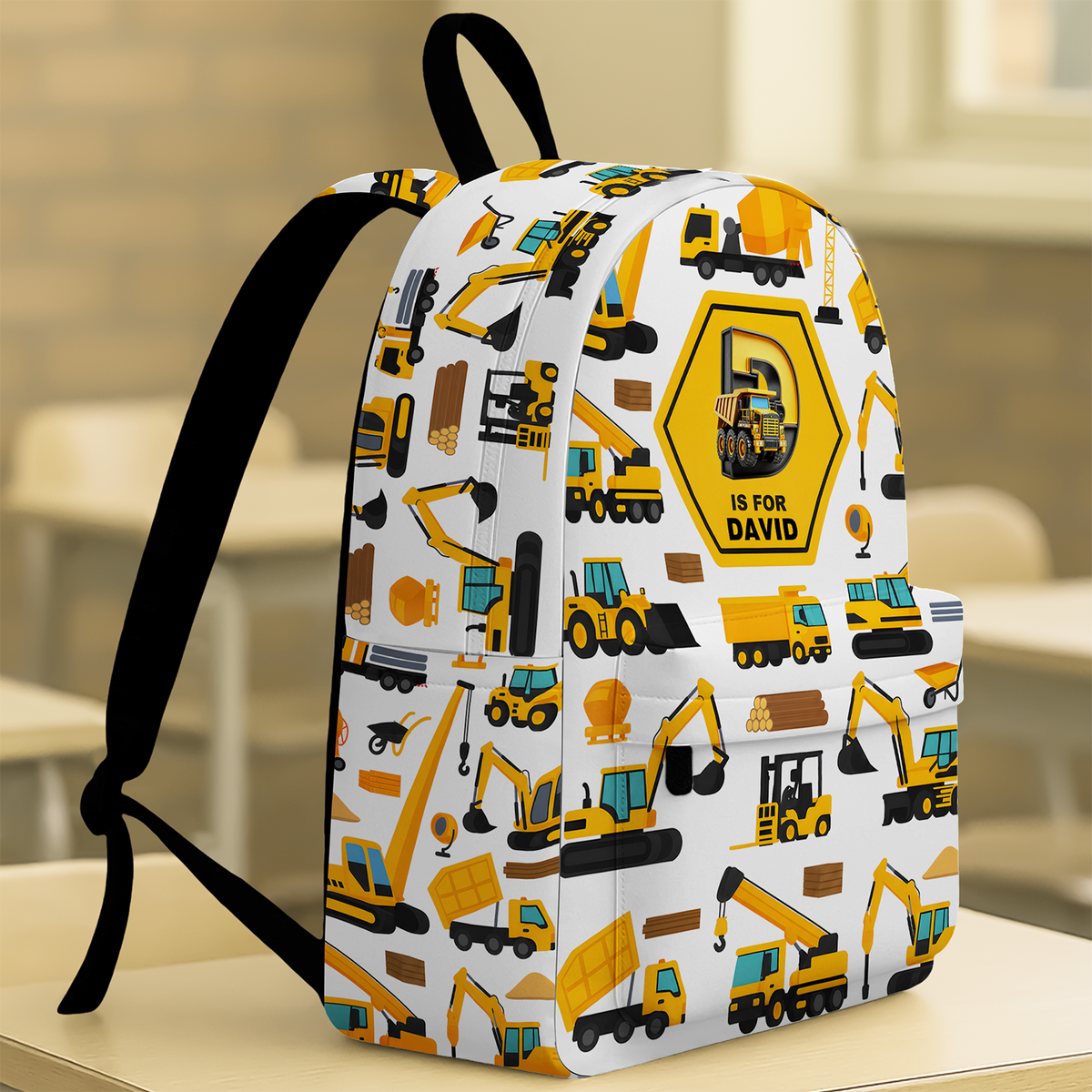 Custom Name Construction Vehicles Truck, Unicorn Letter Backpack For Kids HA75 921656