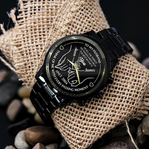 To My Husband Holding Hands - Personalized Men's Wrist Watch LM32 895017
