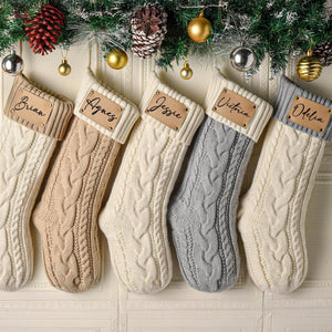 Custom Name Engraved Leather Patch Christmas Stocking HO82 900518