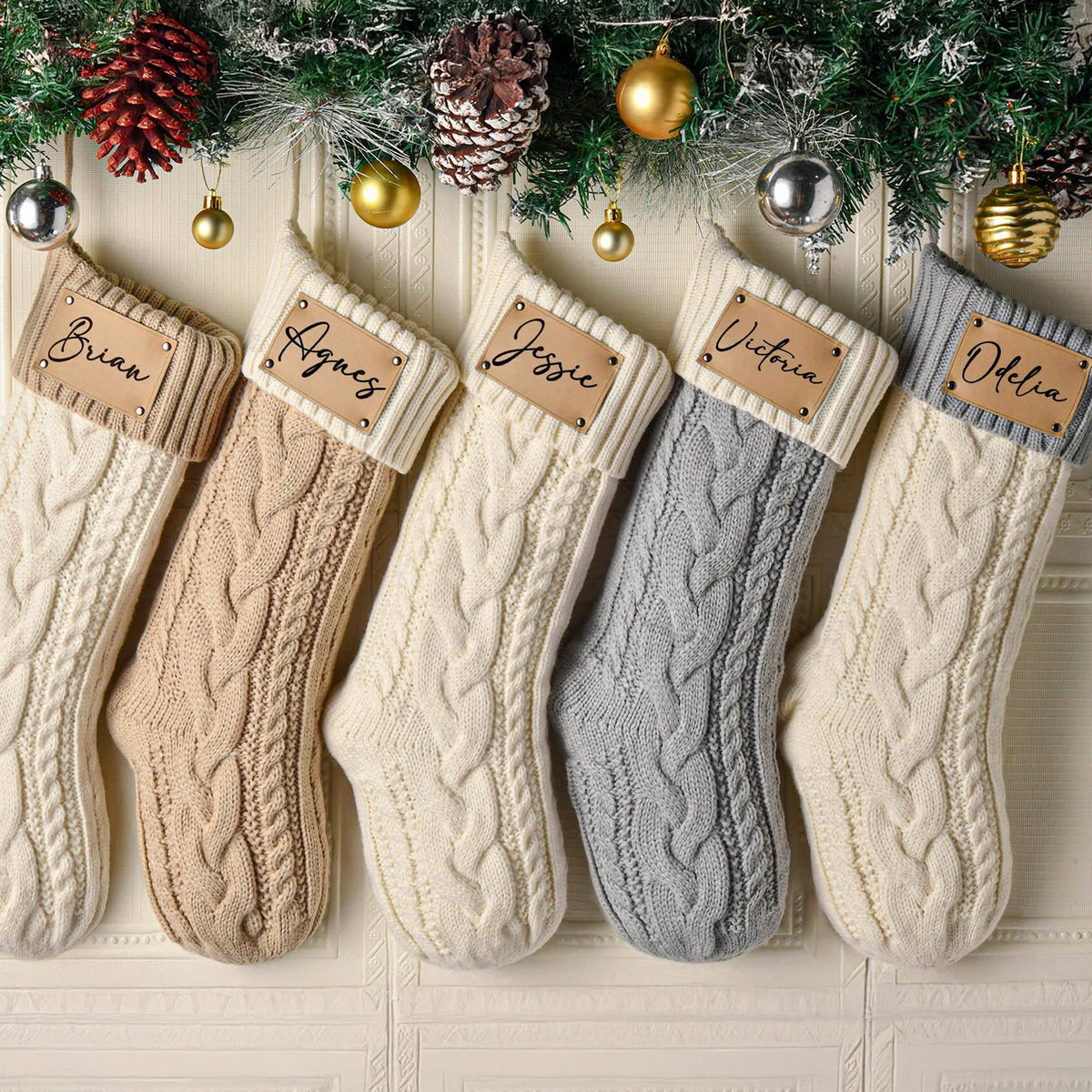 Custom Name Engraved Leather Patch Christmas Stocking HO82 900518