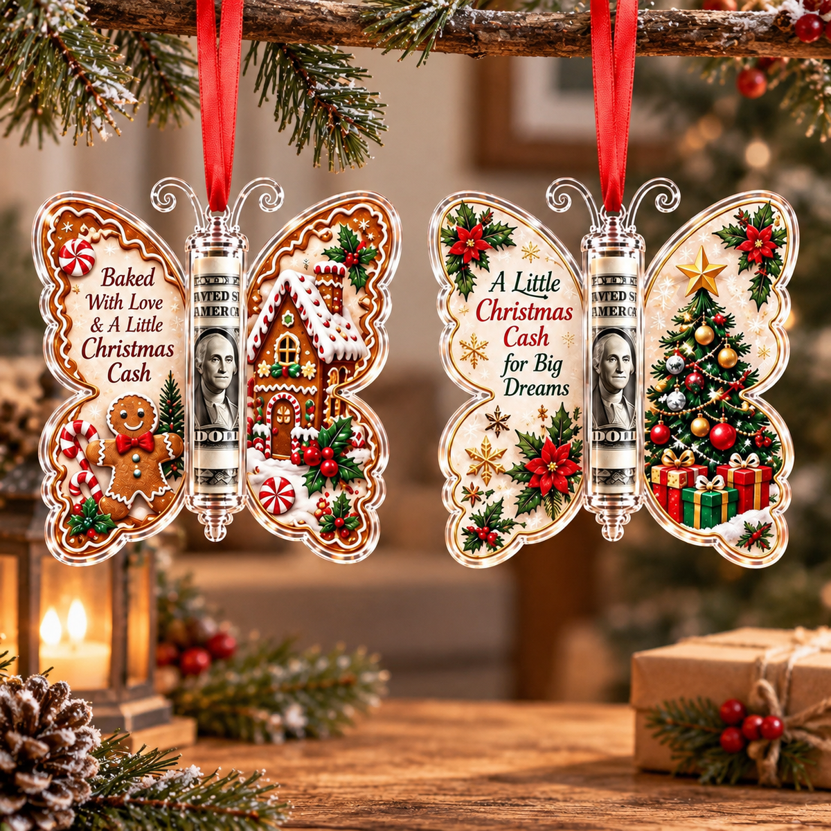 A Little Christmas Cash Butterfly Money Holder Ornament, Holiday Decor Gift LM32 670339