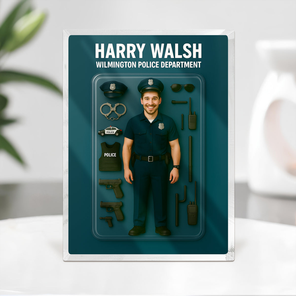 Custom Police Figure Acrylic Block Plaque, Unique Keepsake, Father's Day Gift HA75 892338