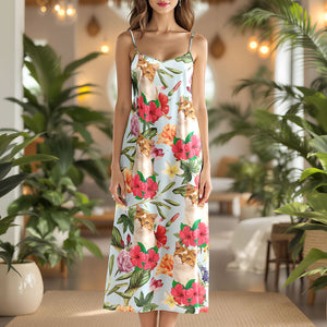 Custom Cat Photo Tropical Women's V-Neck Cami Maxi Dress HO82 893606