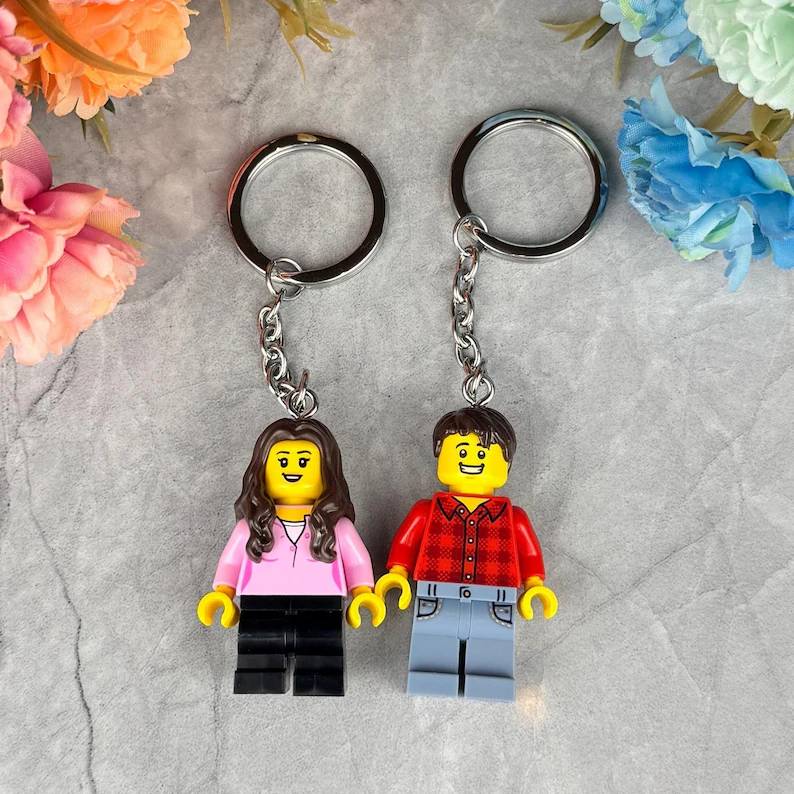 Personalized Couple Keychains, Matching Mini Figure Keyring Set, Boyfriend Girlfriend Anniversary Gift HO82 904294