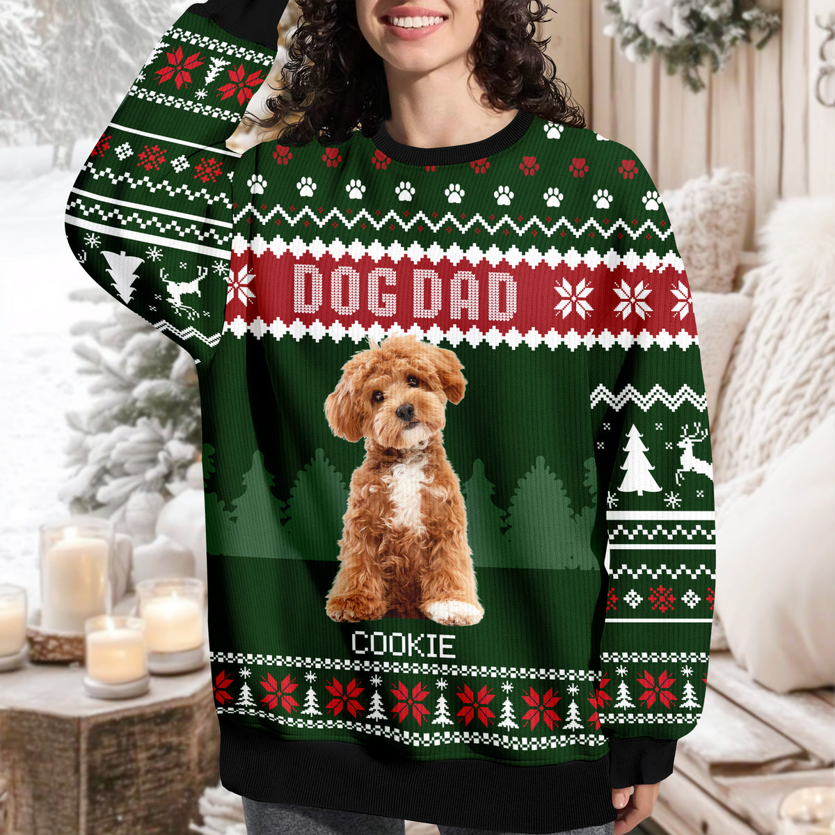 Custom Photo Dog Dad Dog Mom Ugly Sweater HA75 892916