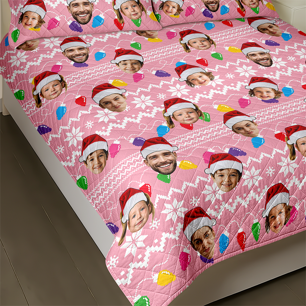Personalized Family Photo Christmas Bedding Set Holiday Gift for Family TH10 171041