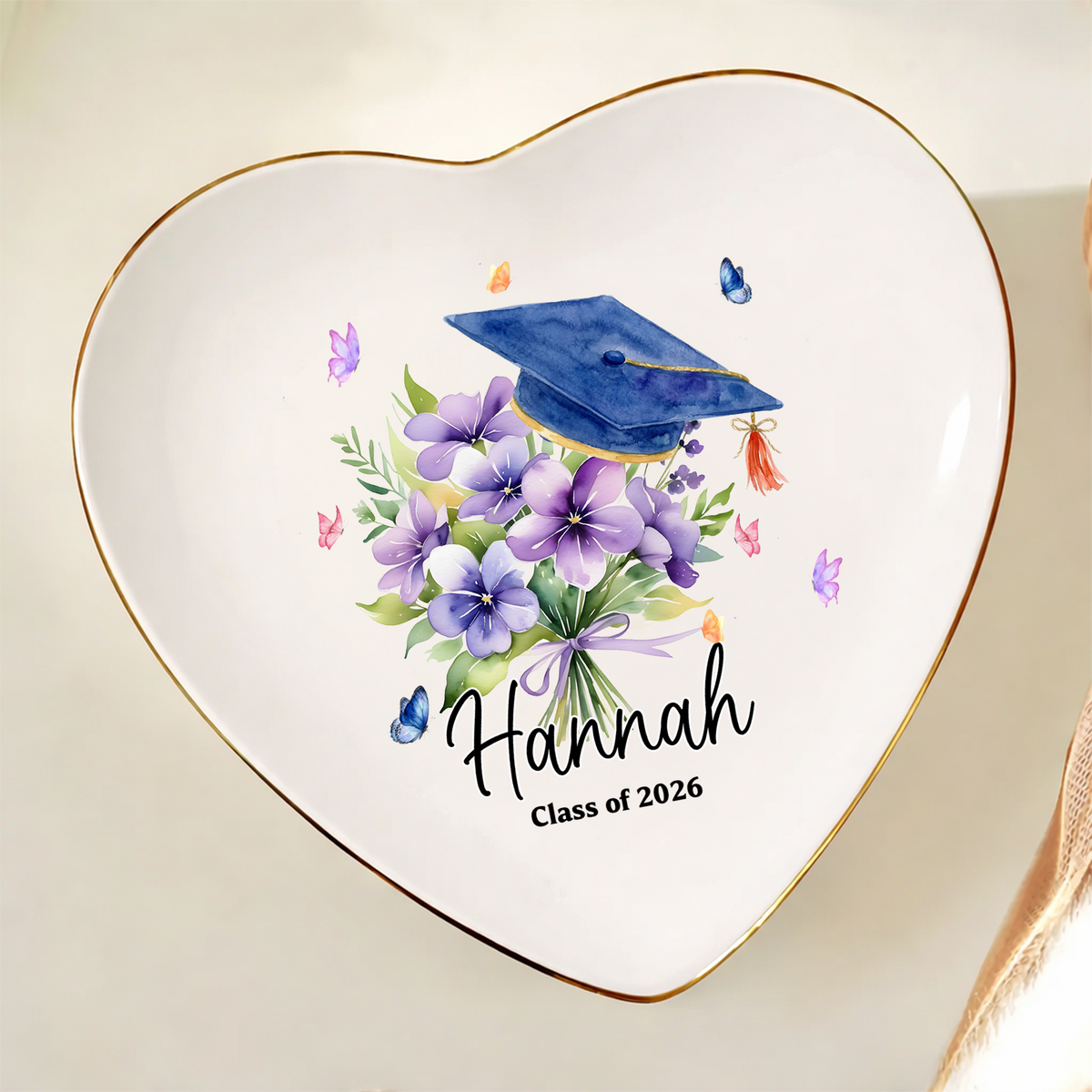 Personalized Graduation With Birth Flower Jewelry Dish HO82 901828