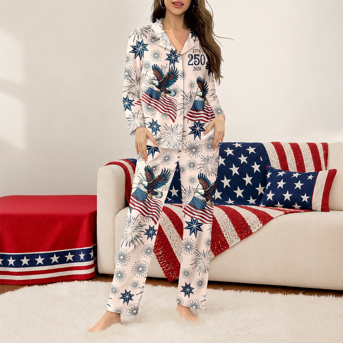 Personalized 250th Anniversary 1776-2026 American Flag Pajamas TH10 171107