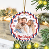 Custom Family Photo Striped Pattern Ceramic Christmas Ornament HA75 922130