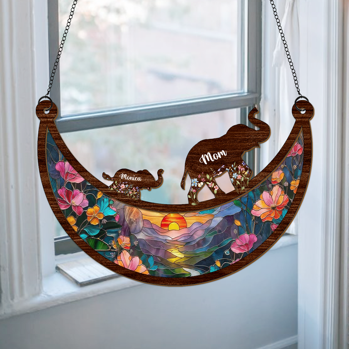 Custom Mama Elephant Family Suncatcher Mother's Day Gift HA75 920674