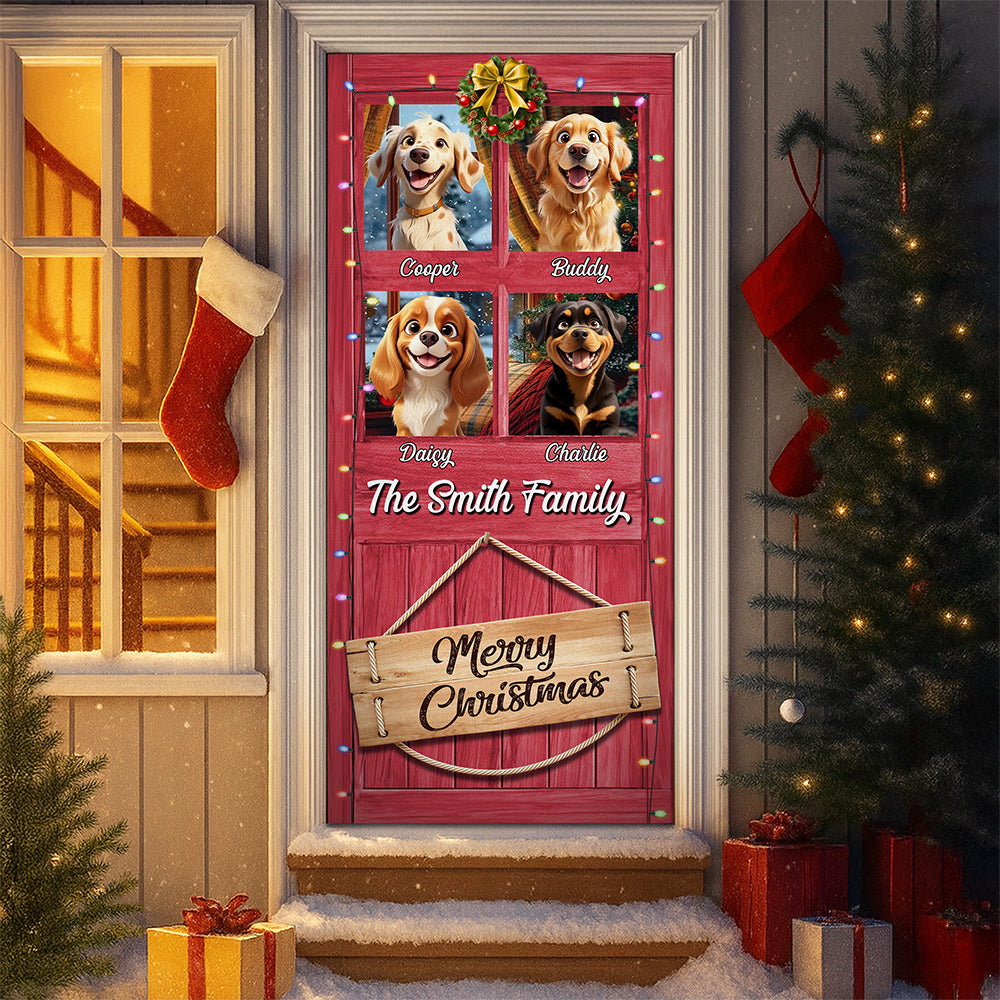 Custom Cute 3D Dog Merry Woofmas Christmas Decoration Door Cover LM32 897121