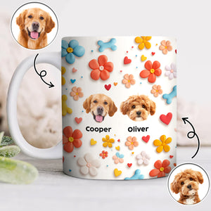 Custom Photo Dog With Flower 3D Inflated Effect Mug TH10 894403