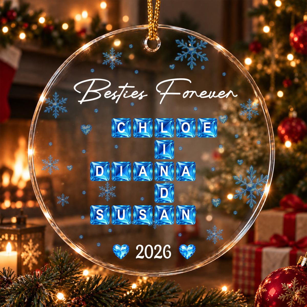 Personalized Custom Scrabble Crosswords Names Glass Ornament TH10 171007