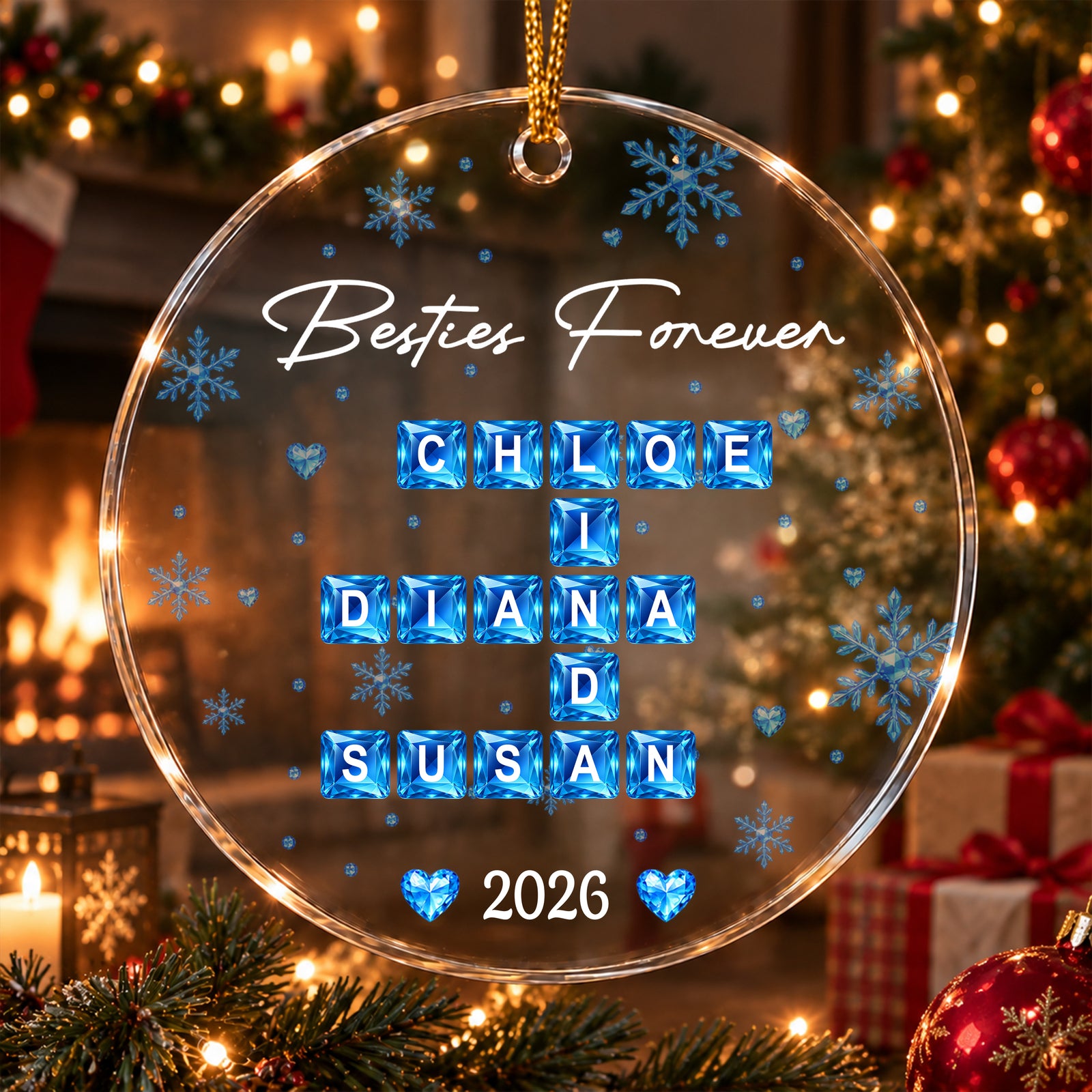 Personalized Custom Scrabble Crosswords Names Glass Ornament TH10 171007
