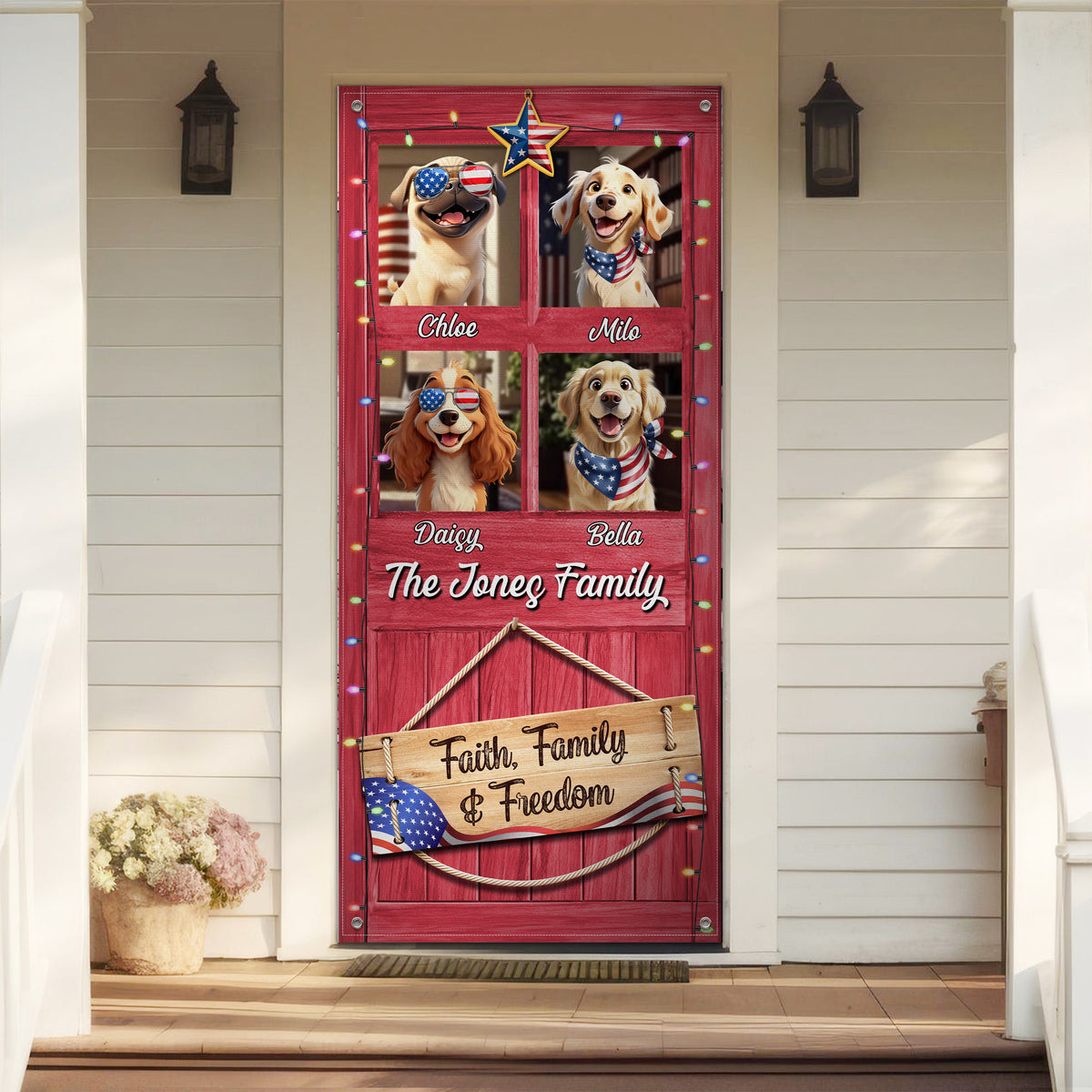 Custom America 3D Dog Faith, Family & Freedom - Independence Day Decoration Door Cover LM32 897977