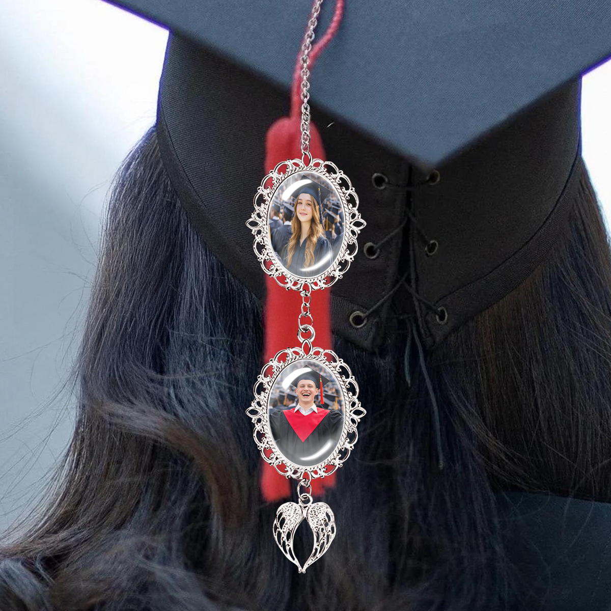 Custom Photo Charm With Angel Wings Graduation Tassel TH10 898969