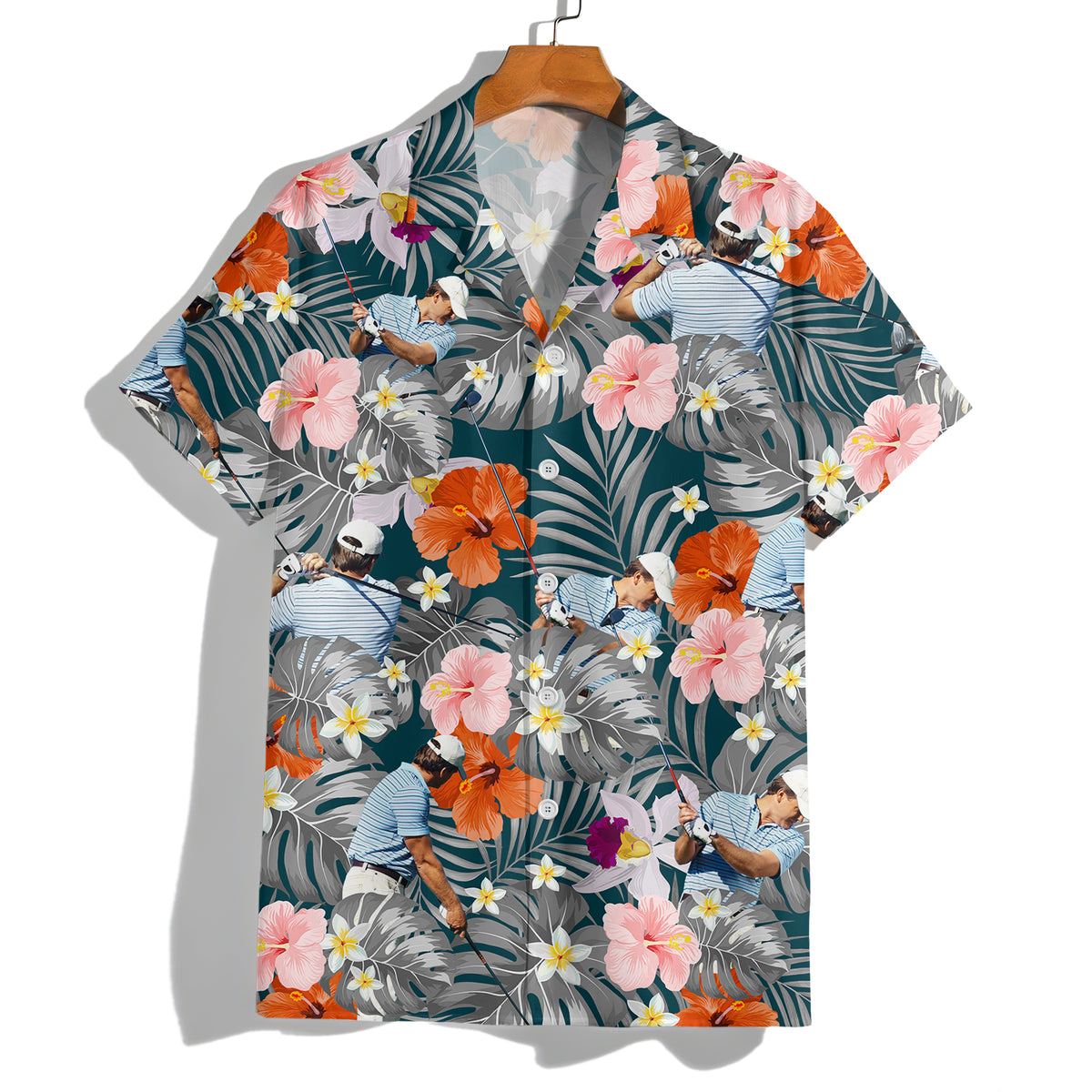 Custom Photo Funny Golfer Face Hawaii Shirt - Personalized Gift for Golfer LM32 897491