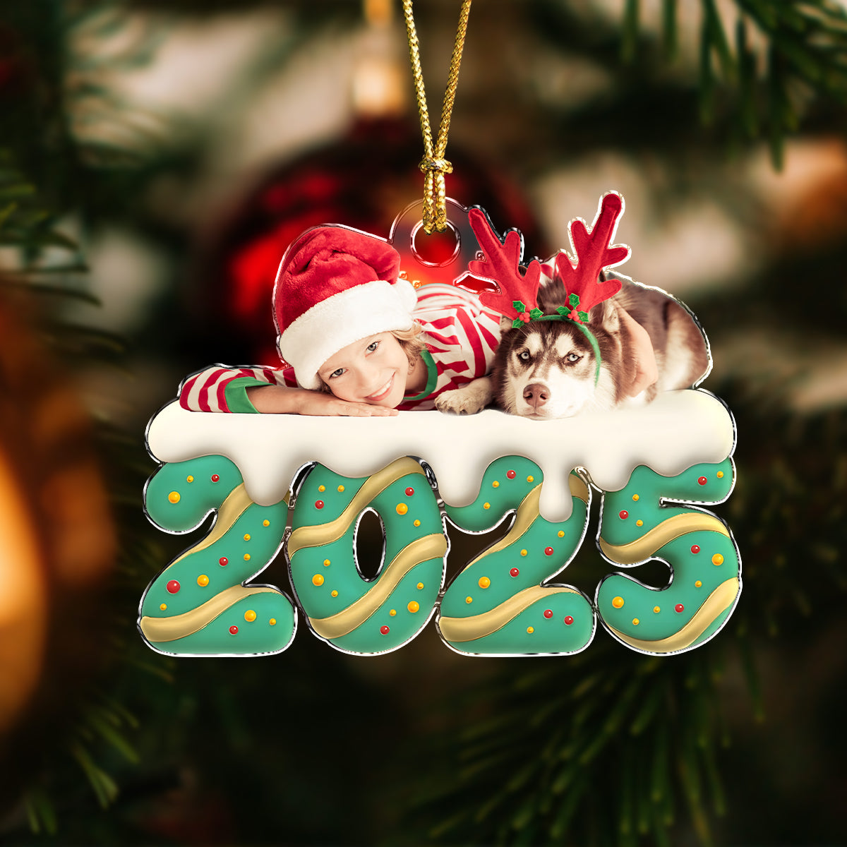 Custom Photo Family Christmas Acrylic Ornament HA75 897924