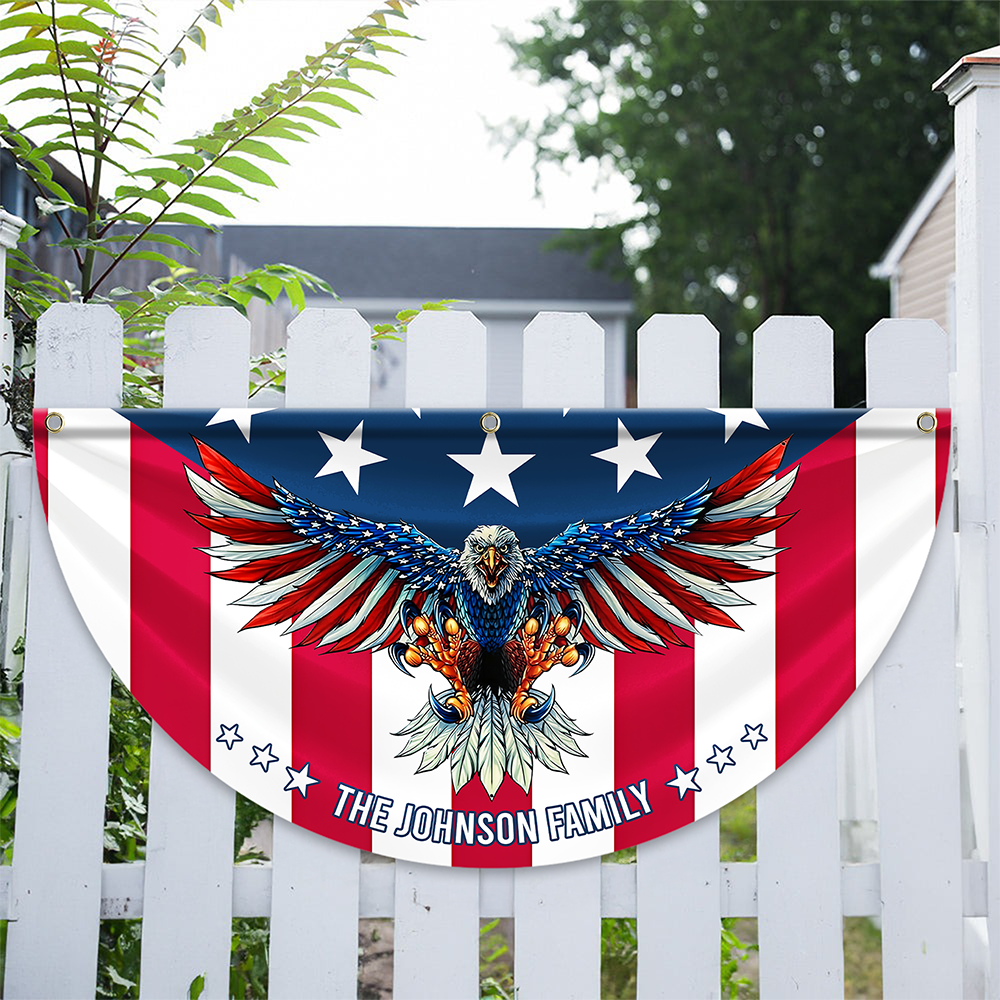 Custom Family Name American Flag Patriotic Eagle American Non-Pleated Fan Flag HA75 898788