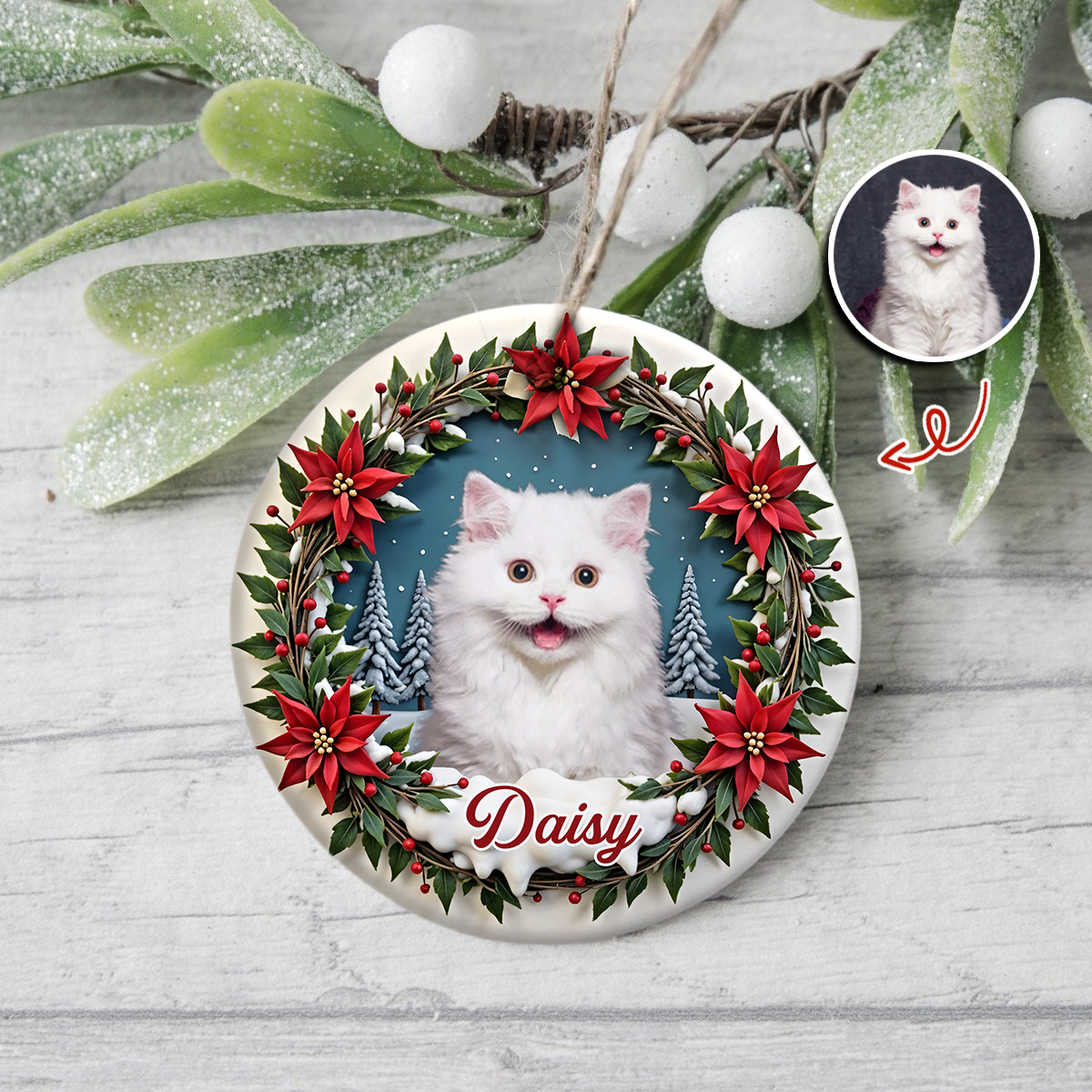Custom Photo Cat Personalized Ceramic Ornament For Christmas HA75 897068