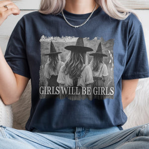 Custom Photo Girls Will be Girls Halloween Witch Comfort Shirt, Gift For Bestie, Sisters  HO82 894920