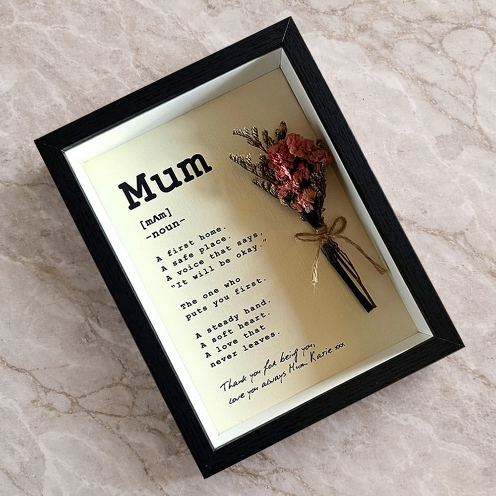 Personalized Mum Shadow Box Frame With Mini Dry Flower Bouquet, Mothers Day Gift HA75 920798