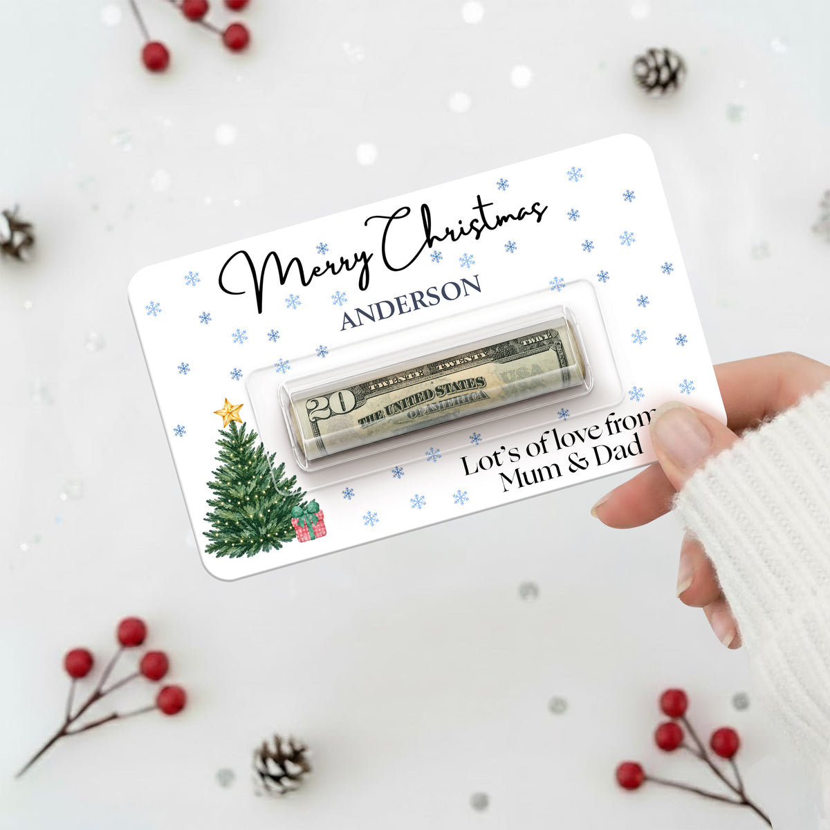 Personalized Christmas Money Holder Card, Thoughtful Cash Gift for Family & Friends HA75 919388