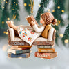 Custom Name Just A Girl Who Loves Books Acrylic Ornament, Bookworm Holiday Keepsake LM32 670021