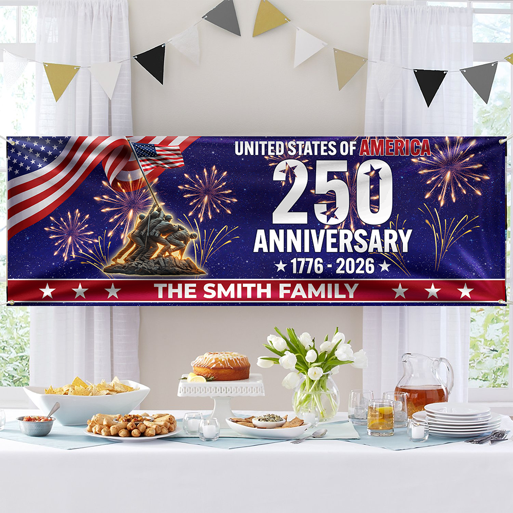 Personalized Family Name 1776-2026 250th Anniversary USA Patriotic Banner HA75 920728