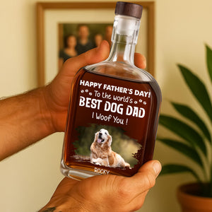 Custom Photo To The World Best Dog Dad Whiskey Bottle TH10 894049