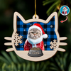 Custom Photo Meowy Christmas 2 Layer Wooden Ornament LM32 895783
