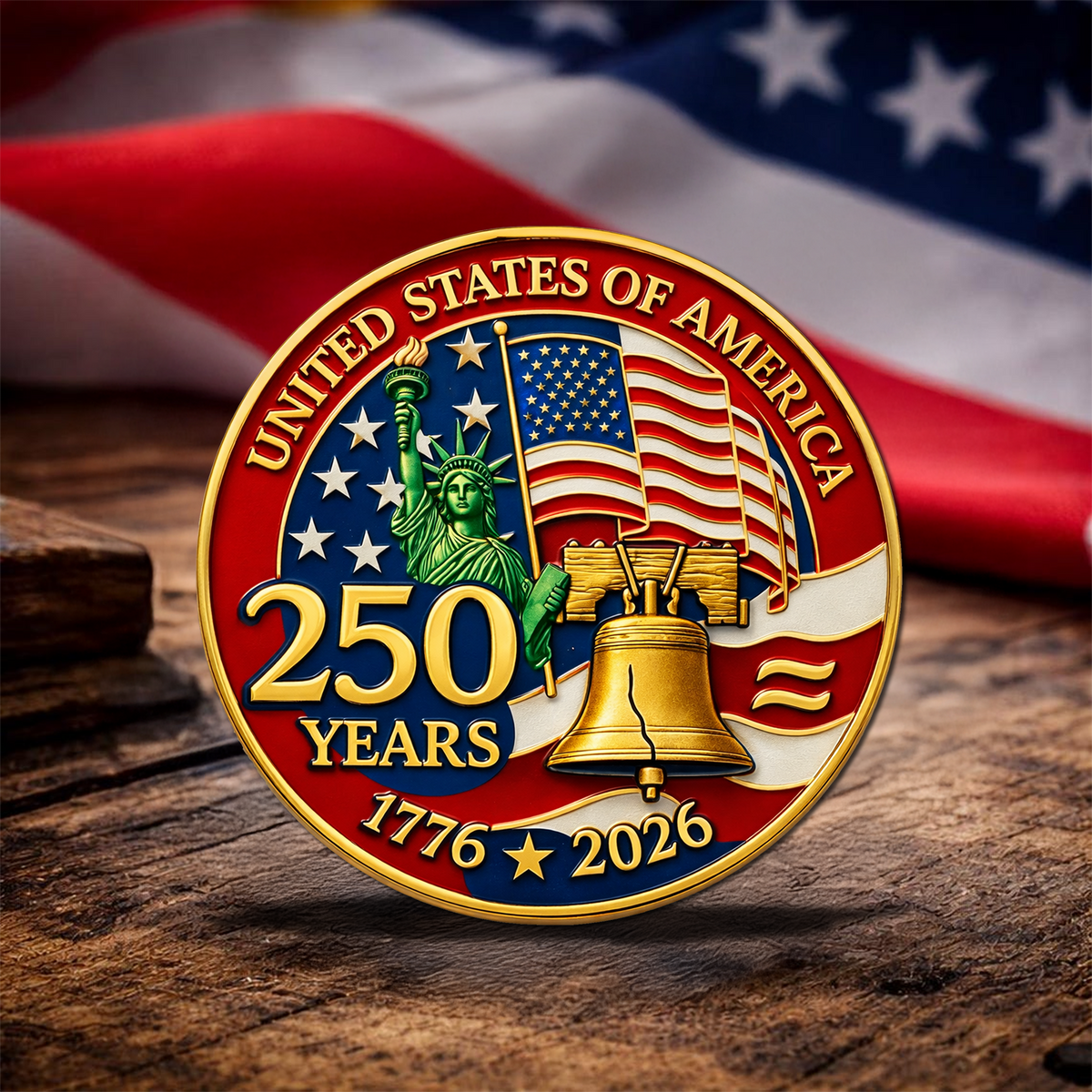 American Flag 250 Years Anniversary 1776-2026 Stainless Steel Metal Pin for Patriot's Day Independence Day LM32 899511