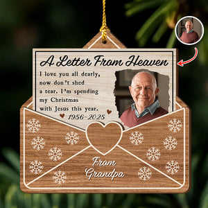 Custom Photo A Letter From Heaven - Personalized 2-Layered Wooden Ornament CH07 895708
