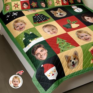 Funny Custom Face Family Christmas Pattern Bedding Set CH07 899902