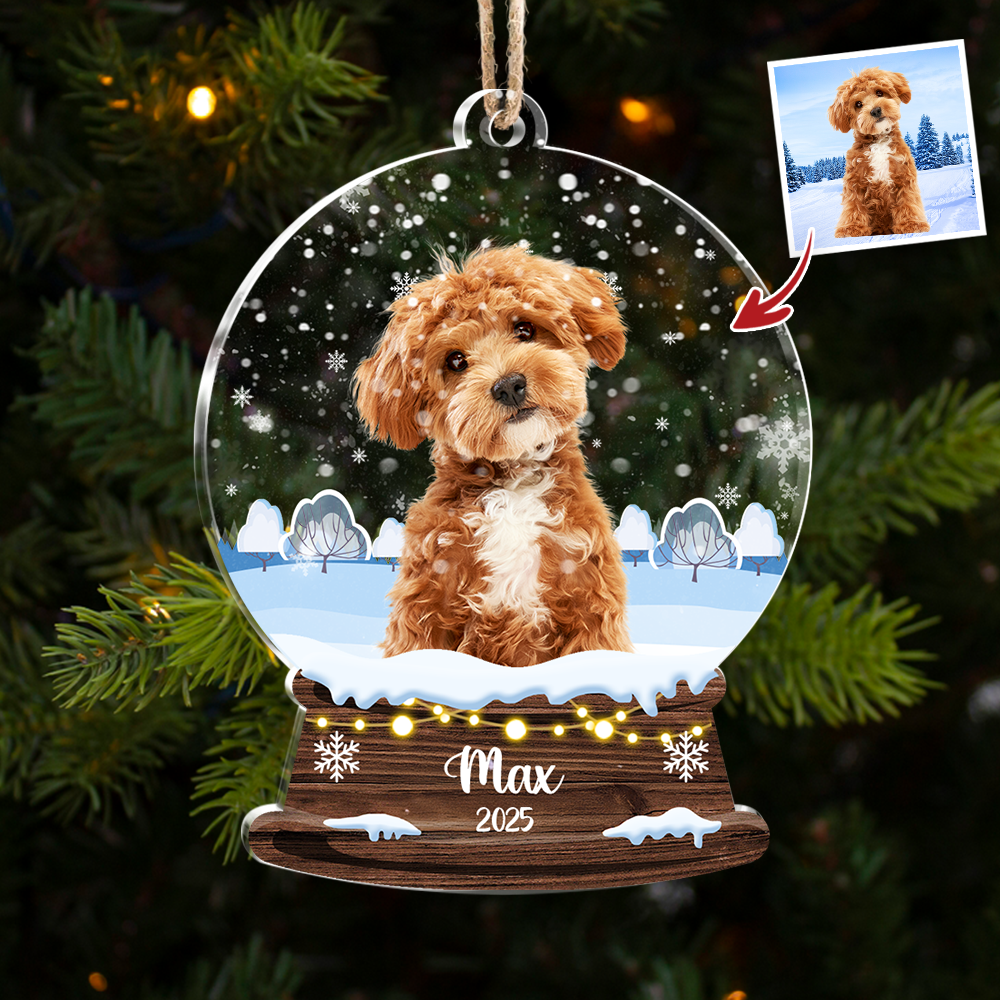 Custom Dog Photo Snowball Acrylic Ornament Christmas Gift For Dog Lovers CH07 896808
