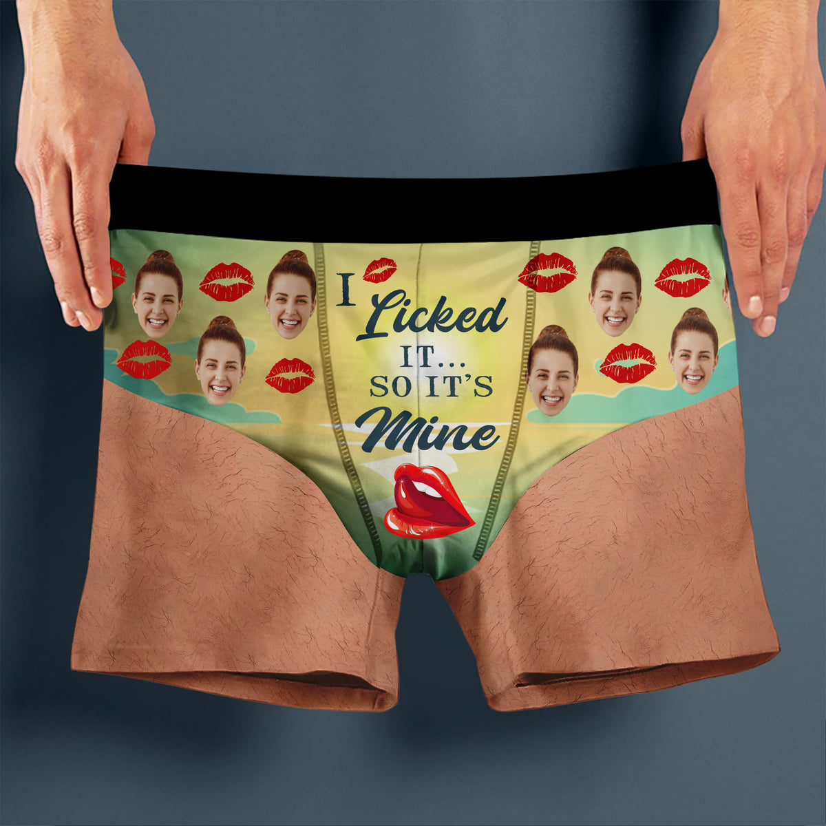 Custom Funny Face I Licked It So It's Mine Men's Boxer Briefs - Novelty Gift For Boyfriend, Husband LM32 669553