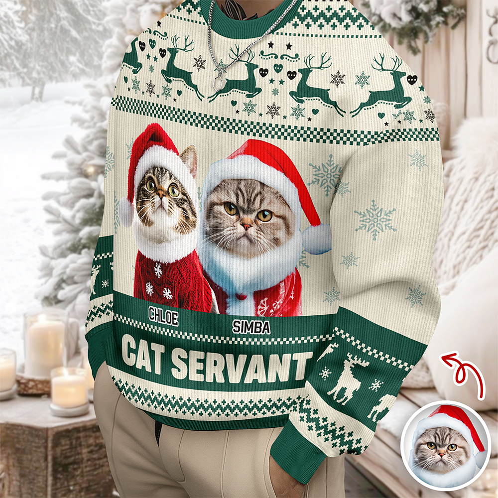 Custom Photo Cat Mom Pawlidays - Personalized Christmas Ugly Sweatshirt CH07 899372
