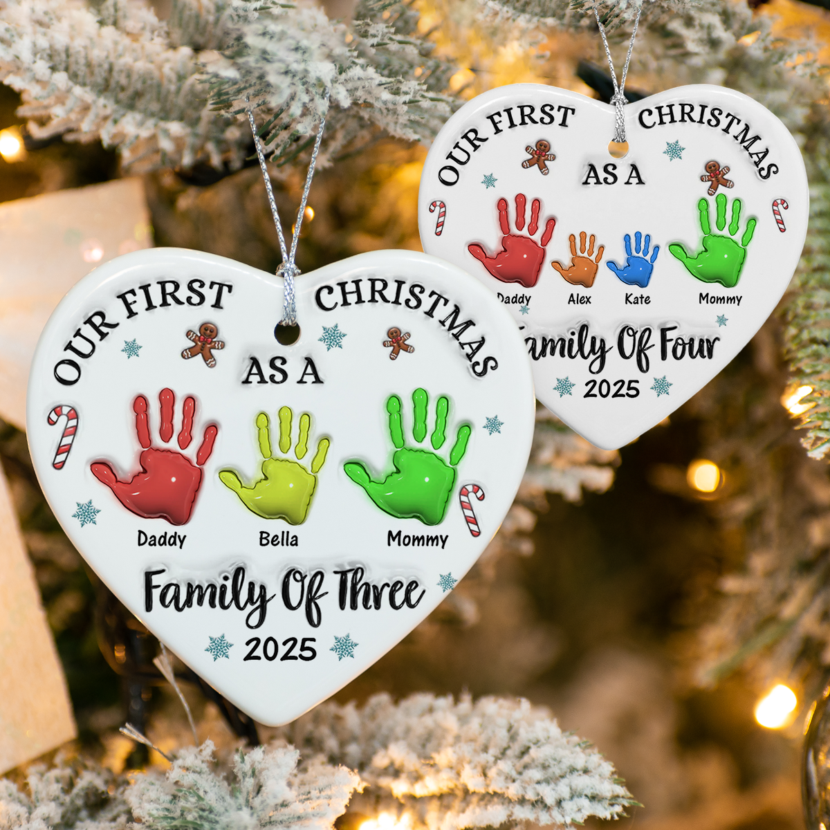 Our First Christmas As A Family Of Three Heart Shaped Ceramic Ornament CH07 899322