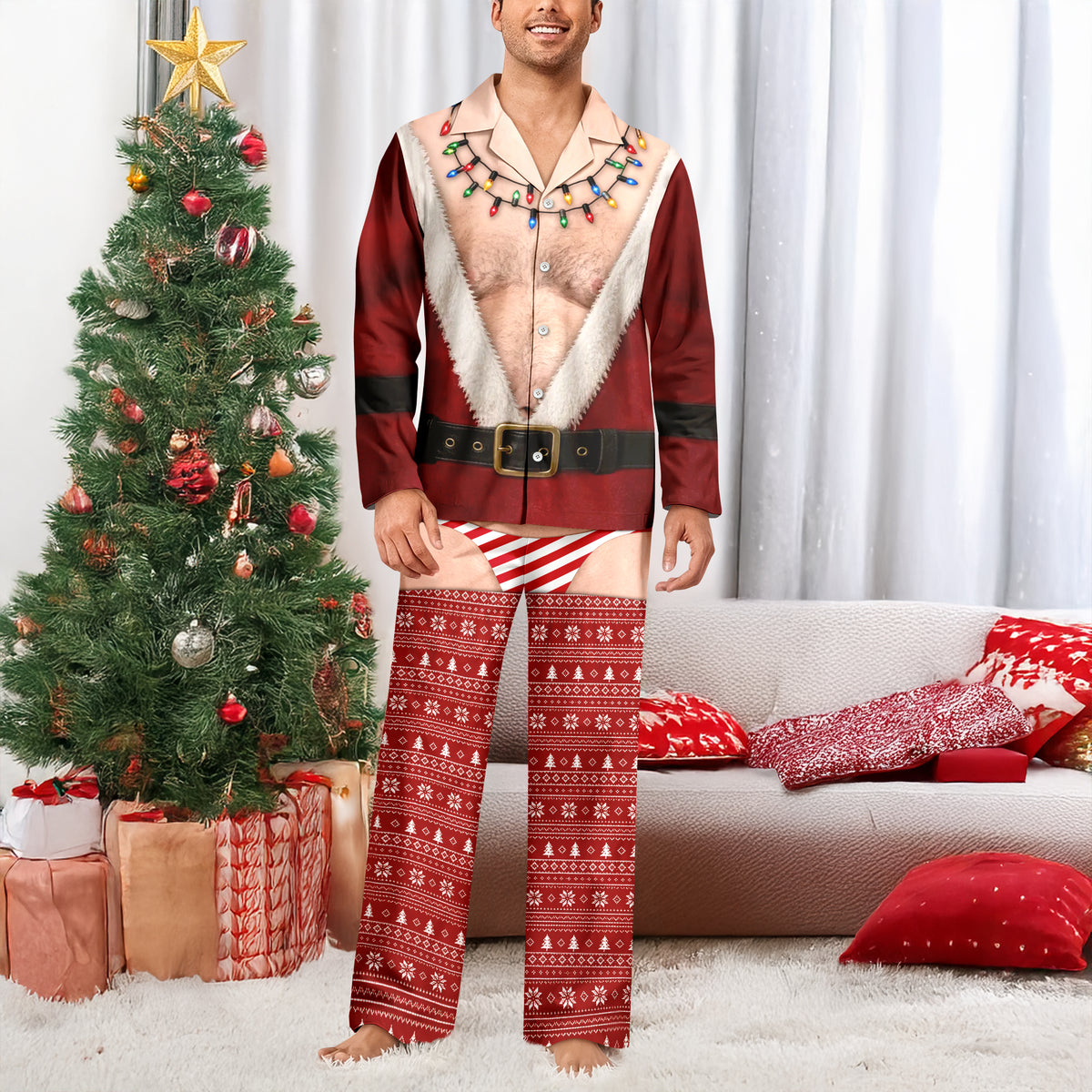 Personalized Funny Christmas Body Illusion Pajamas Novelty Holiday Gift for Men & Women TH10 171195