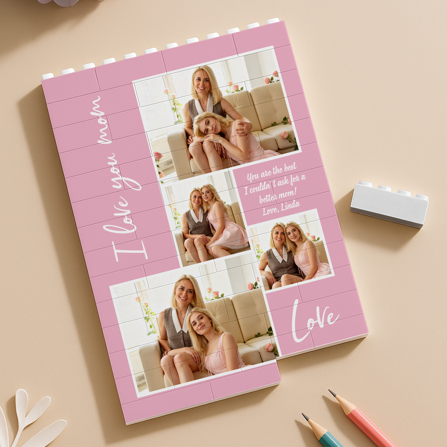 Custom Photo I Love You Mom Building Brick Blocks Mother's Day Gift HA75 920640