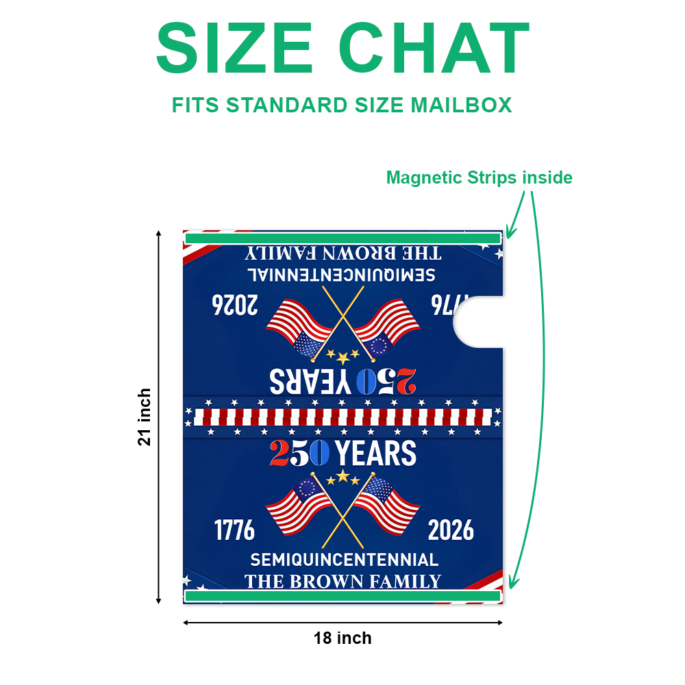 Custom Family Name 250 Years Semiquincentennial Flag Patriotic Mailbox Cover HA75 898812